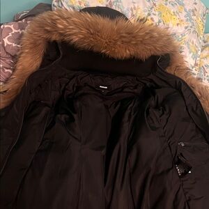 Mackage Black Puffer with Brown Fur Trim